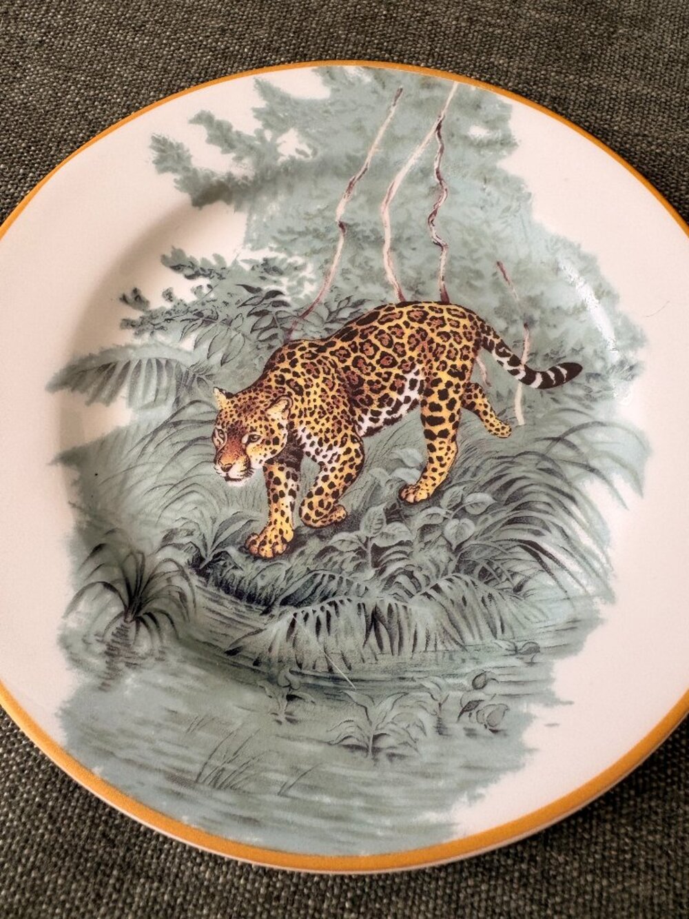 Hermès Carnets d’Équateur Big Cat Porcelain Plates Set of 2